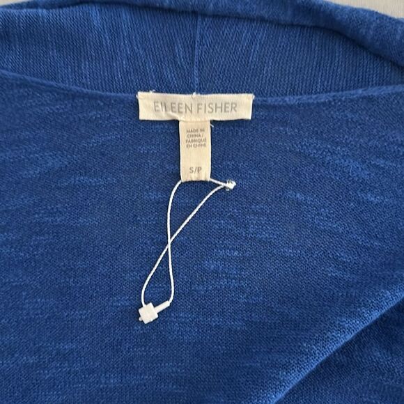 Eileen Fisher Linen/Cotton Blend Open Front Knit Long Line cardigan Blue Size S - Picture 5 of 9